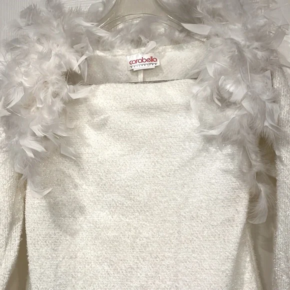 Carabella shimmering strapless dress & feather shrug. Large. Holiday dress - Picture 5 of 16